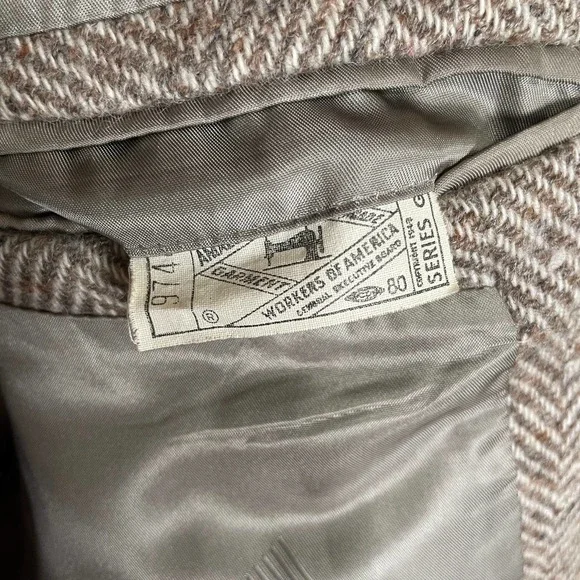 Vintage Lanvin Paris Luxury 100% Pure Scottish Wool Tweed Blazer Leather Accent - Picture 5 of 8